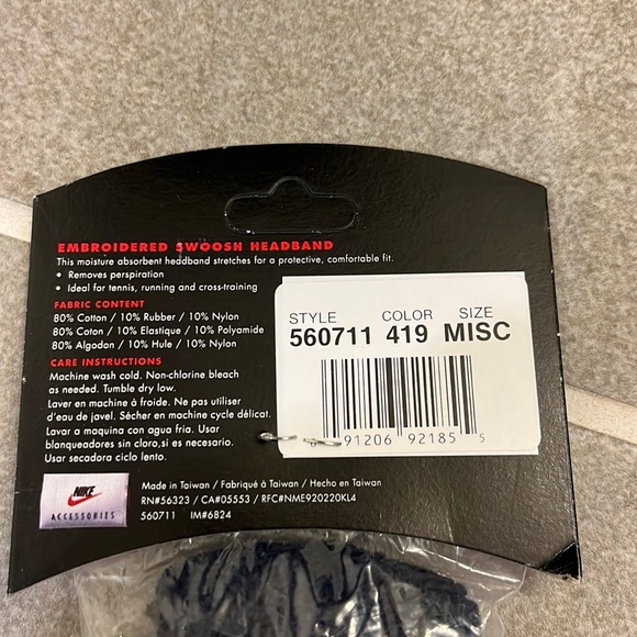 Nike Embroidered Swoosh Terry Cloth headband sweatband head band new navy blue - Picture 5 of 7